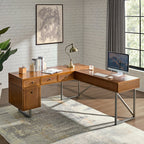 Bertrame Mid-Century L Shape Lift Top Office Desk
