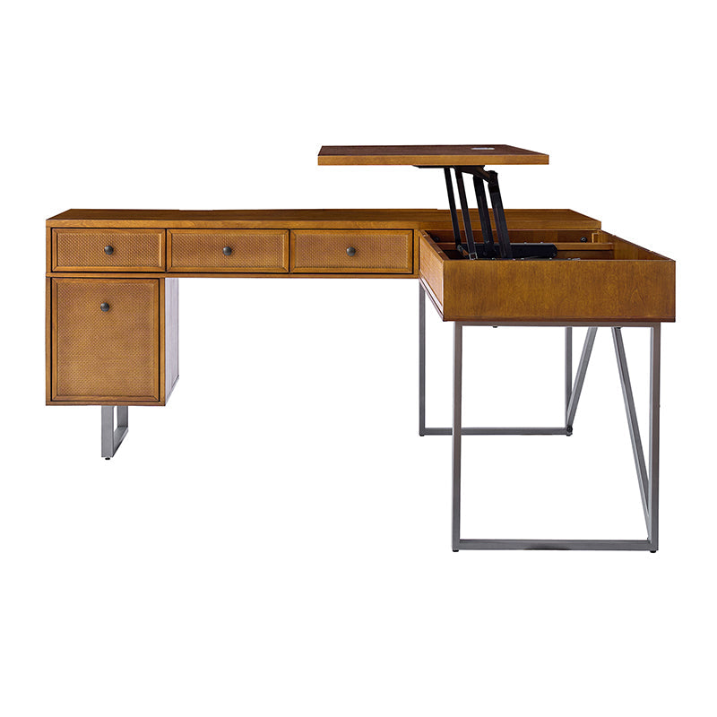 Bertrame Mid-Century L Shape Lift Top Office Desk