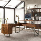 Bertrame Mid-Century L Shape Lift Top Office Desk