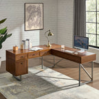 Bertrame Mid-Century L Shape Lift Top Office Desk