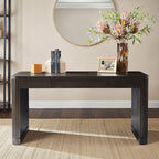 Modern Desk with Power Outlets and Fluted Wood Legs