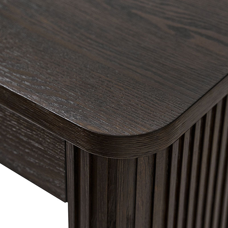 Modern Desk with Power Outlets and Fluted Wood Legs