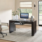 Modern Desk with Power Outlets and Fluted Wood Legs