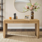 Modern Desk with Power Outlets and Fluted Wood Legs