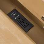 Modern Desk with Power Outlets and Fluted Wood Legs