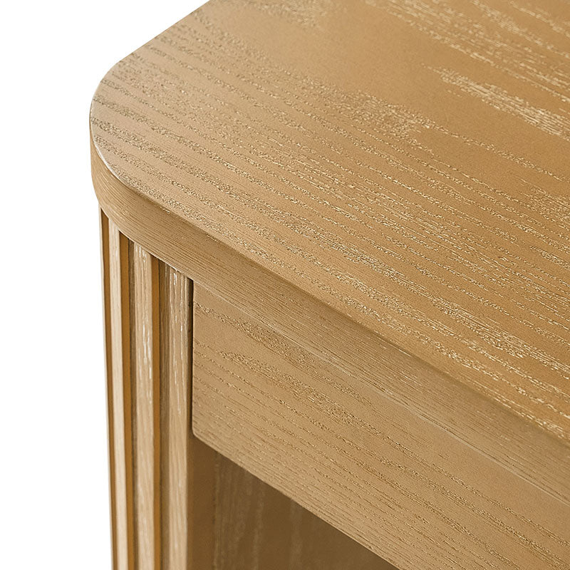 Modern Desk with Power Outlets and Fluted Wood Legs