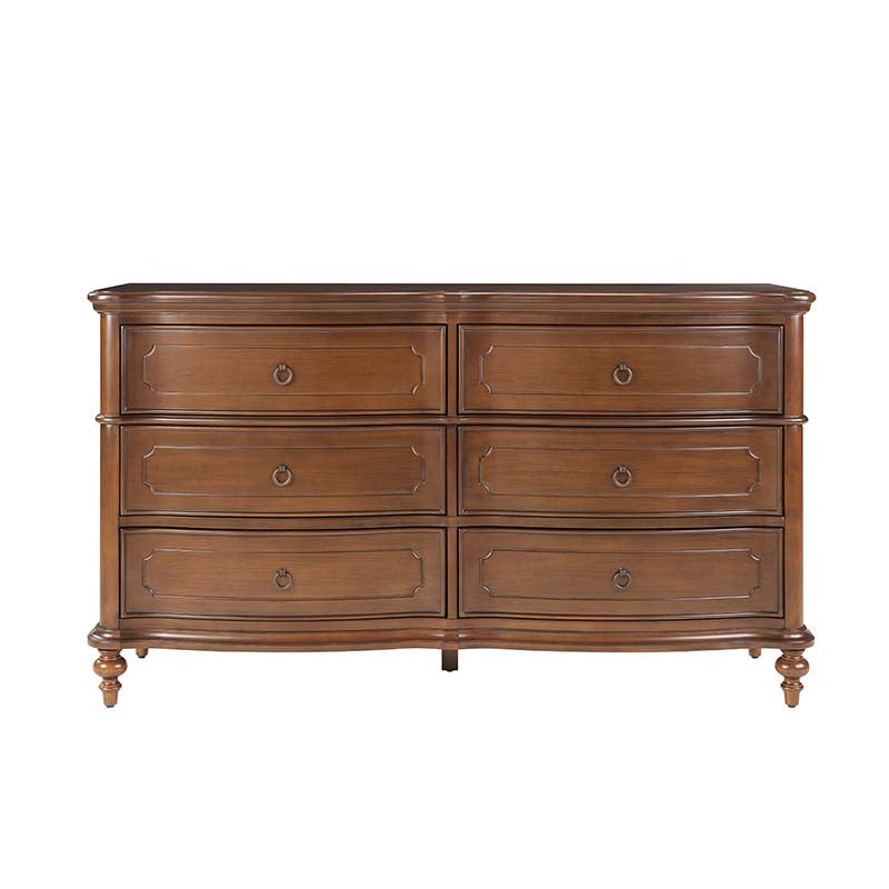Bernhard Classic Wooden Dresser with Bowed Front & Antique Bronze Pulls