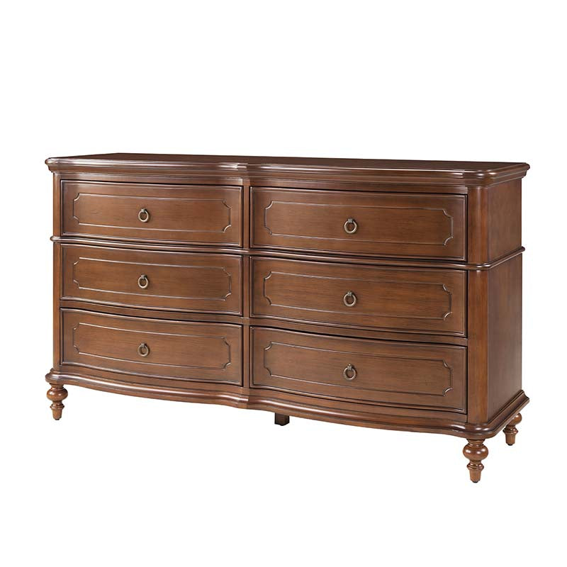 Bernhard Classic Wooden Dresser with Bowed Front & Antique Bronze Pulls