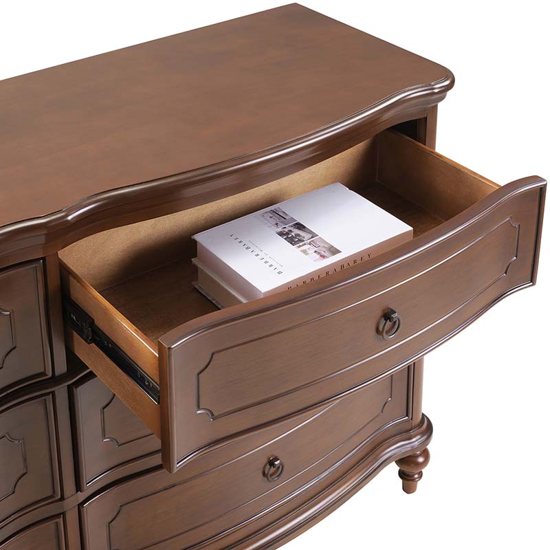 Bernhard Classic Wooden Dresser with Bowed Front & Antique Bronze Pulls