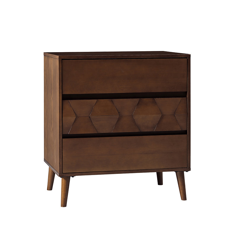 Haidee Mid-century Modern 3-Drawer Dresser with Built-in Charging Station & Flared Legs