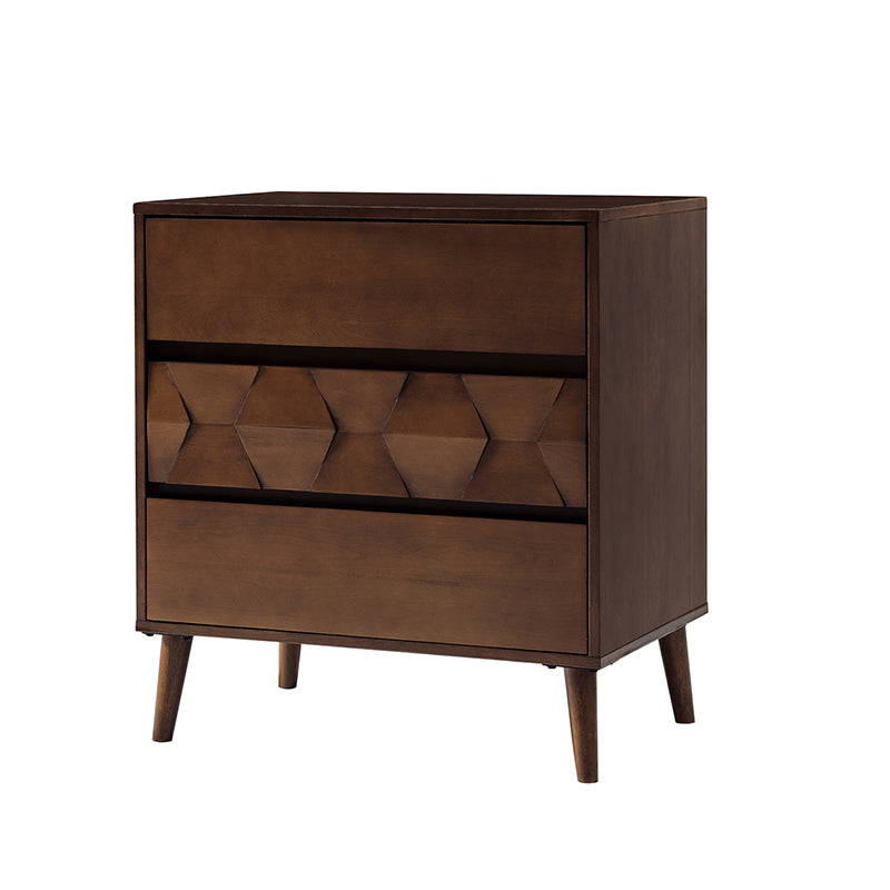 Haidee Mid-century Modern 3-Drawer Dresser with Built-in Charging Station & Flared Legs