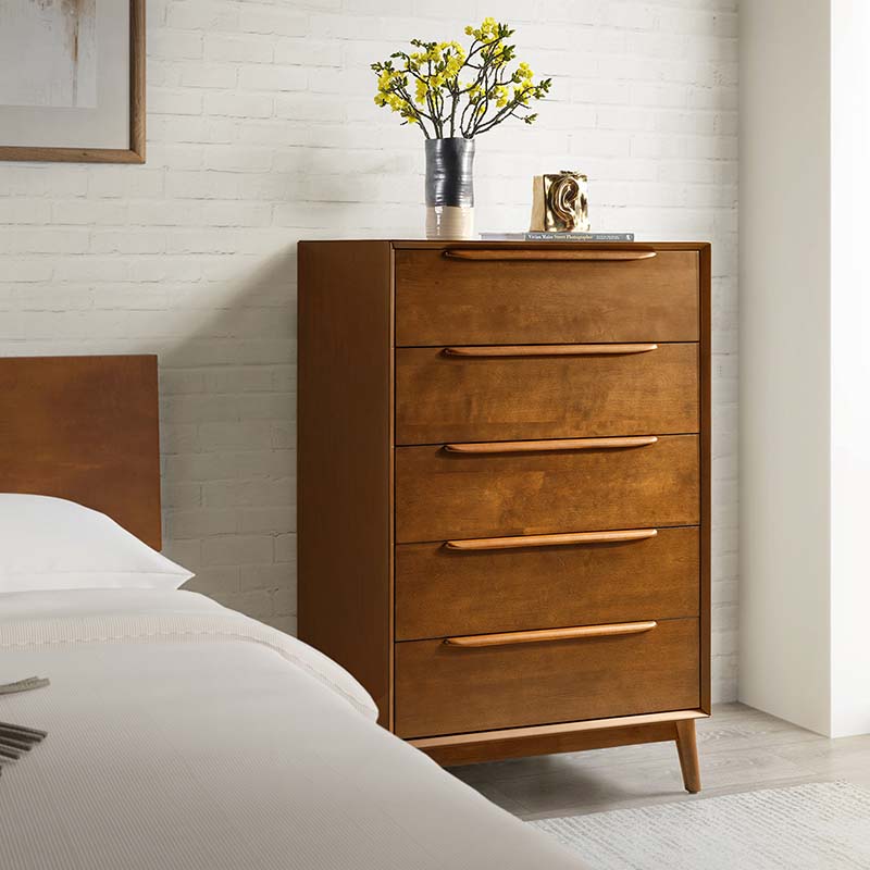 Raimunda 5-Drawer Chest Dresser with Solid Wood Frame