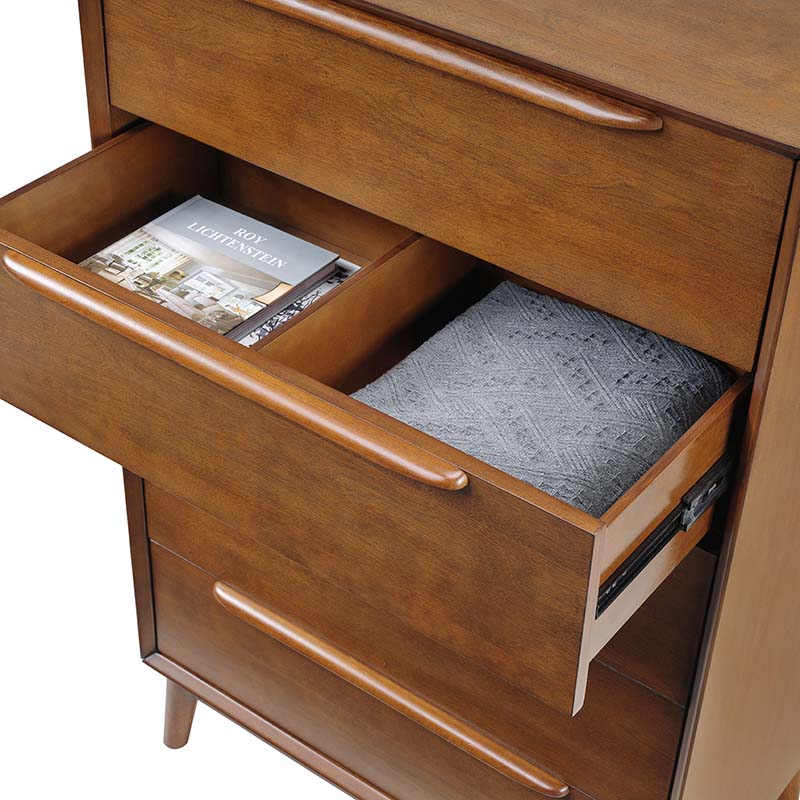 Raimunda 5-Drawer Chest Dresser with Solid Wood Frame