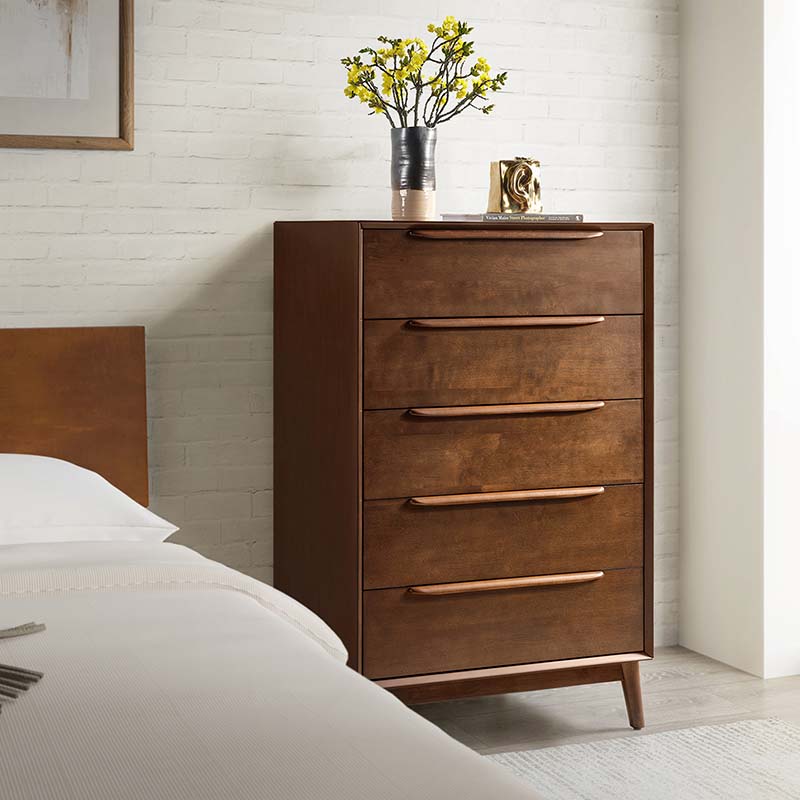 Raimunda 5-Drawer Chest Dresser with Solid Wood Frame