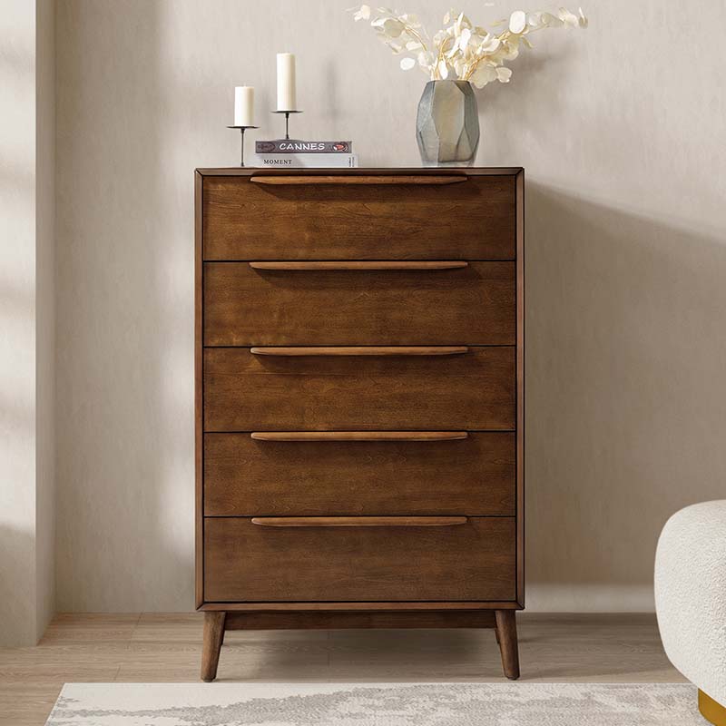 Raimunda 5-Drawer Chest Dresser with Solid Wood Frame