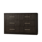 Modern Solid Wood Fluted Dresser with 6 Drawers & Oak Texture