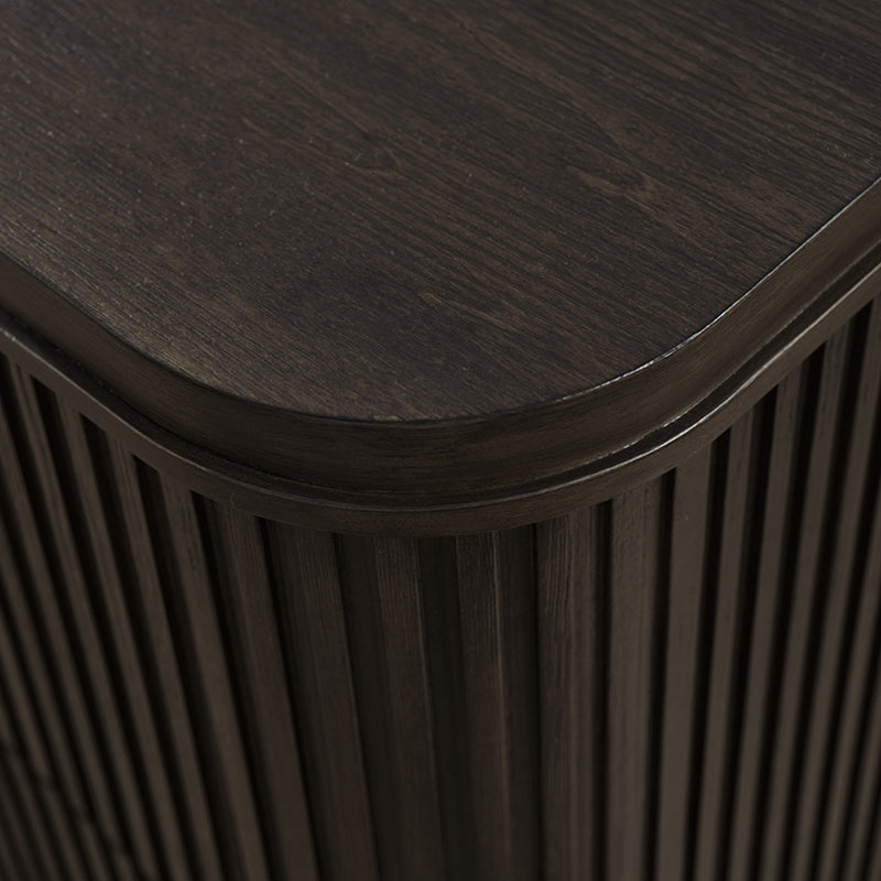 Modern Solid Wood Fluted Dresser with 6 Drawers & Oak Texture