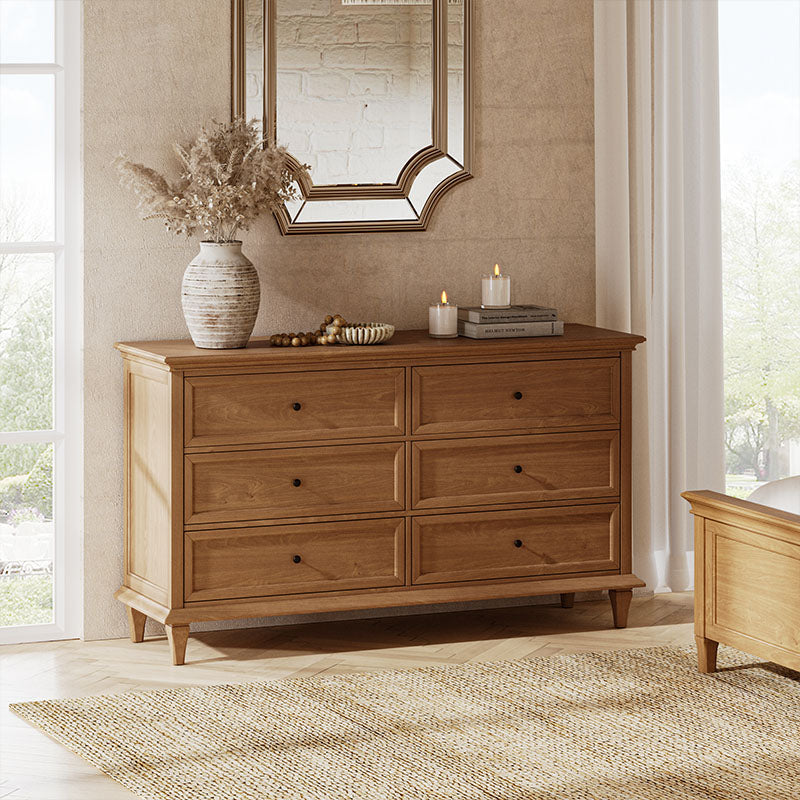 Robbie Transitional Solid Wood 6-Drawer Dresser for Bedroom Storage