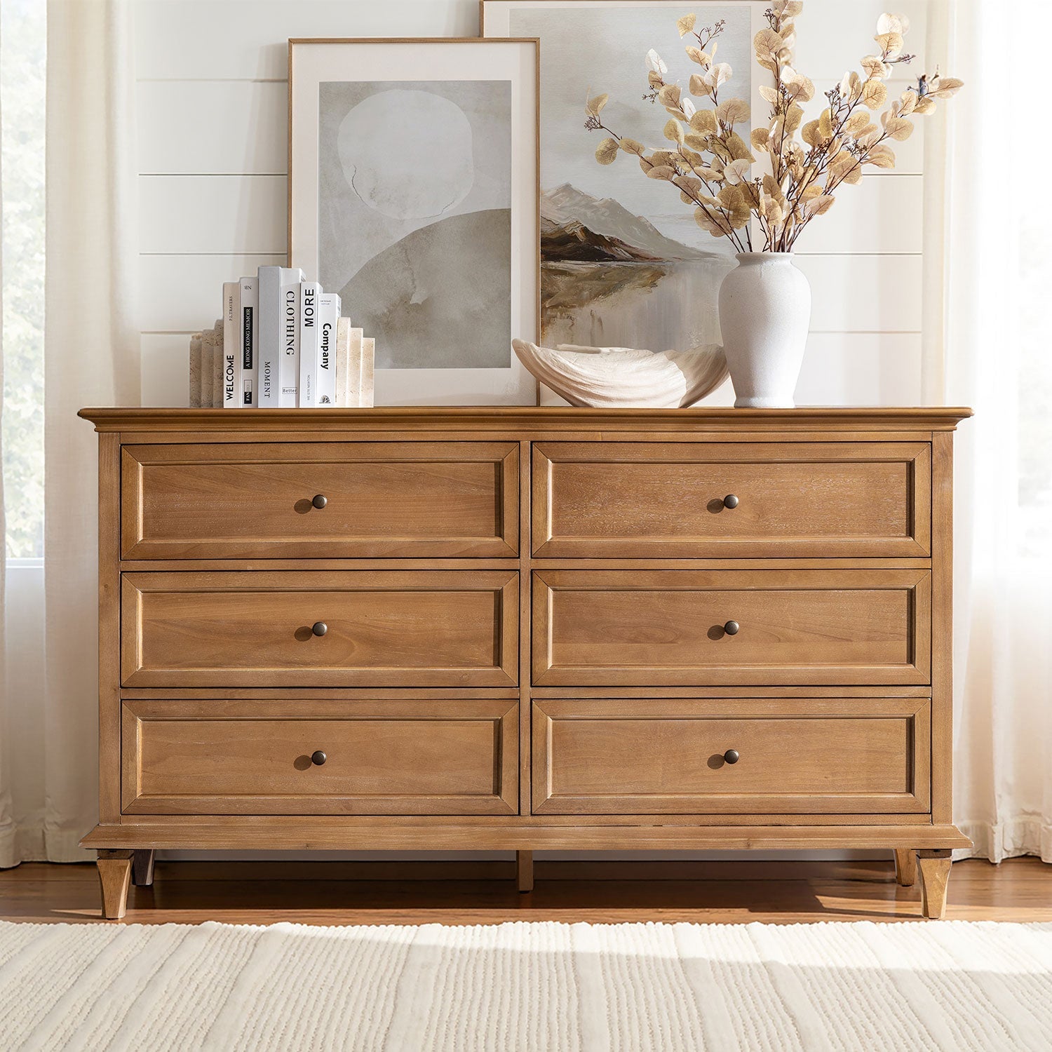 Robbie Transitional Solid Wood 6-Drawer Dresser for Bedroom Storage