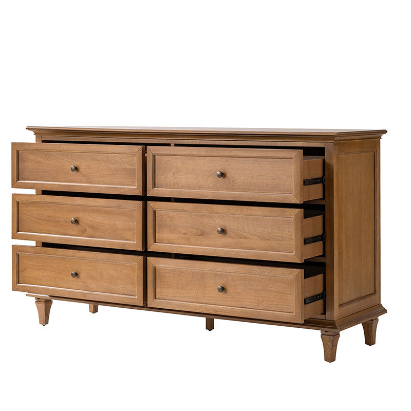Robbie Transitional Solid Wood 6-Drawer Dresser for Bedroom Storage