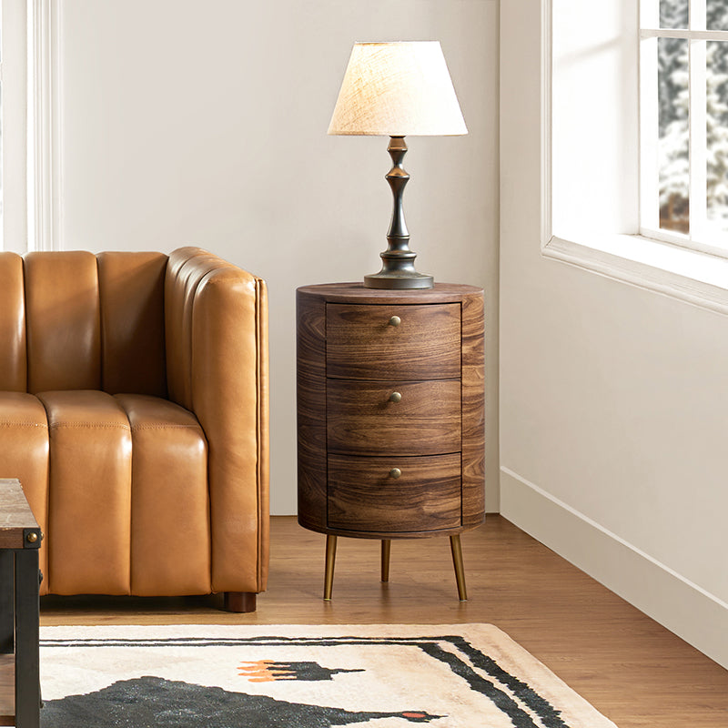 Etta 26 Tall Drum 3 - Drawer Round Boho End Table