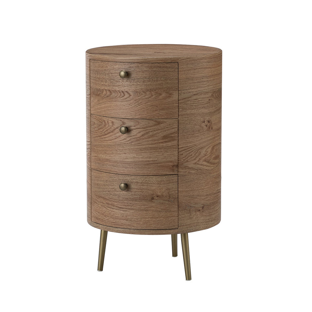 Etta 26 Tall Drum 3 - Drawer Round Boho End Table