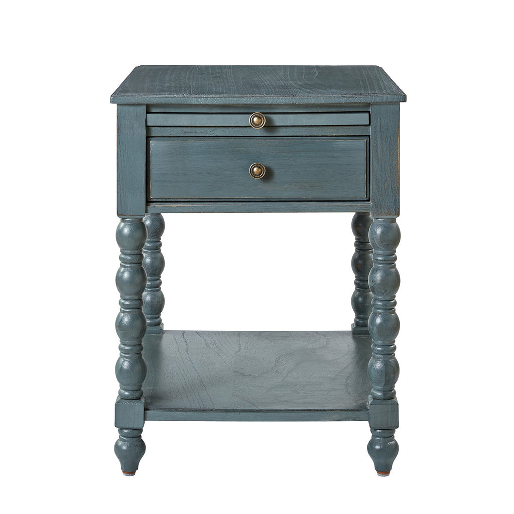 Ira 26 Tall Farmhouse Solid Wood End Table with Built-in Charging Outlets(Optional Types)