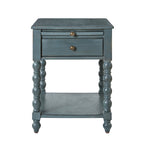 Ira 26 Tall Farmhouse Solid Wood End Table with Built-in Charging Outlets(Optional Types)