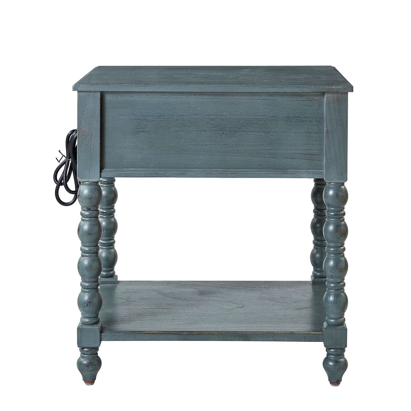 Ira 26 Tall Farmhouse Solid Wood End Table with Built-in Charging Outlets(Optional Types)