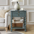 Ira 26 Tall Farmhouse Solid Wood End Table with Built-in Charging Outlets(Optional Types)