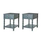 Ira 26 Tall Farmhouse Solid Wood End Table with Built-in Charging Outlets(Optional Types)