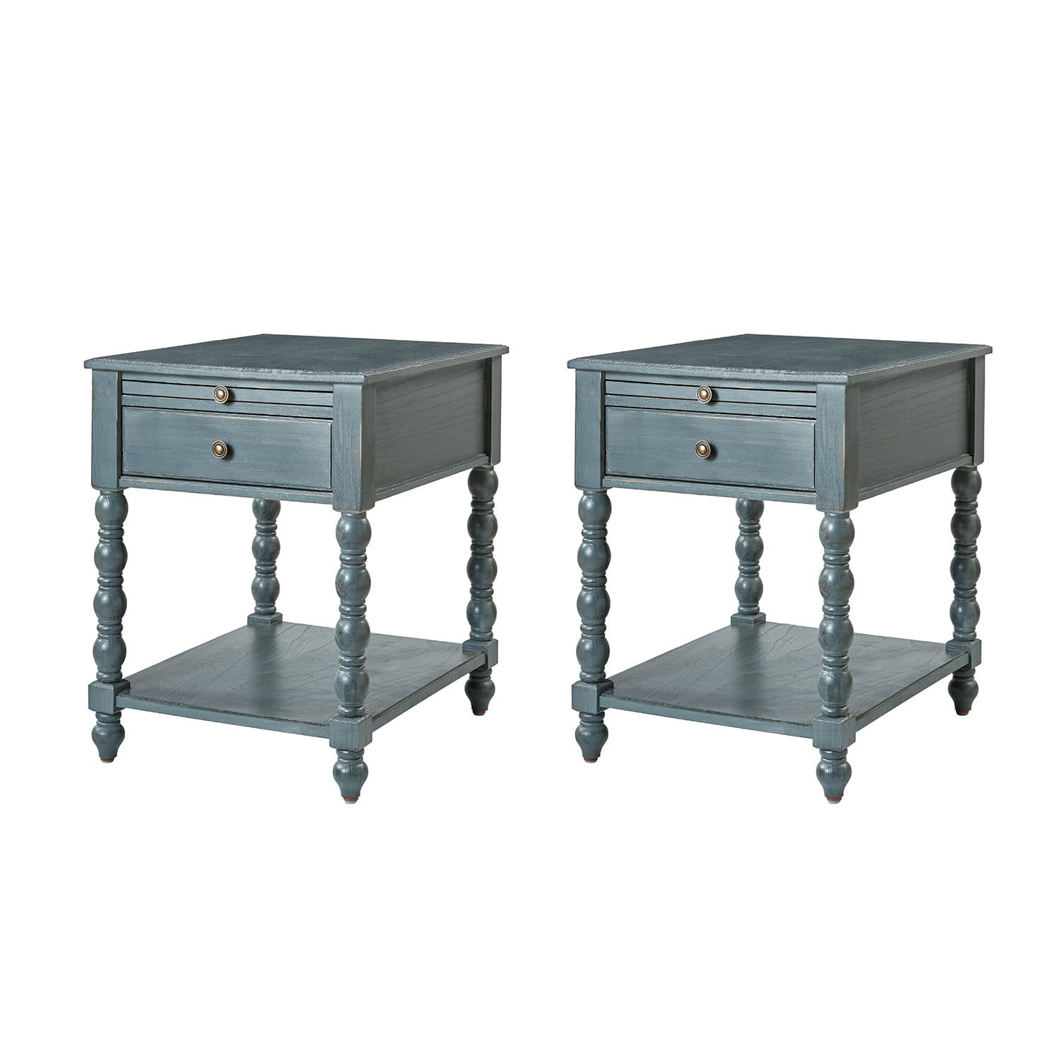 Ira 26 Tall Farmhouse Solid Wood End Table with Built-in Charging Outlets(Optional Types)