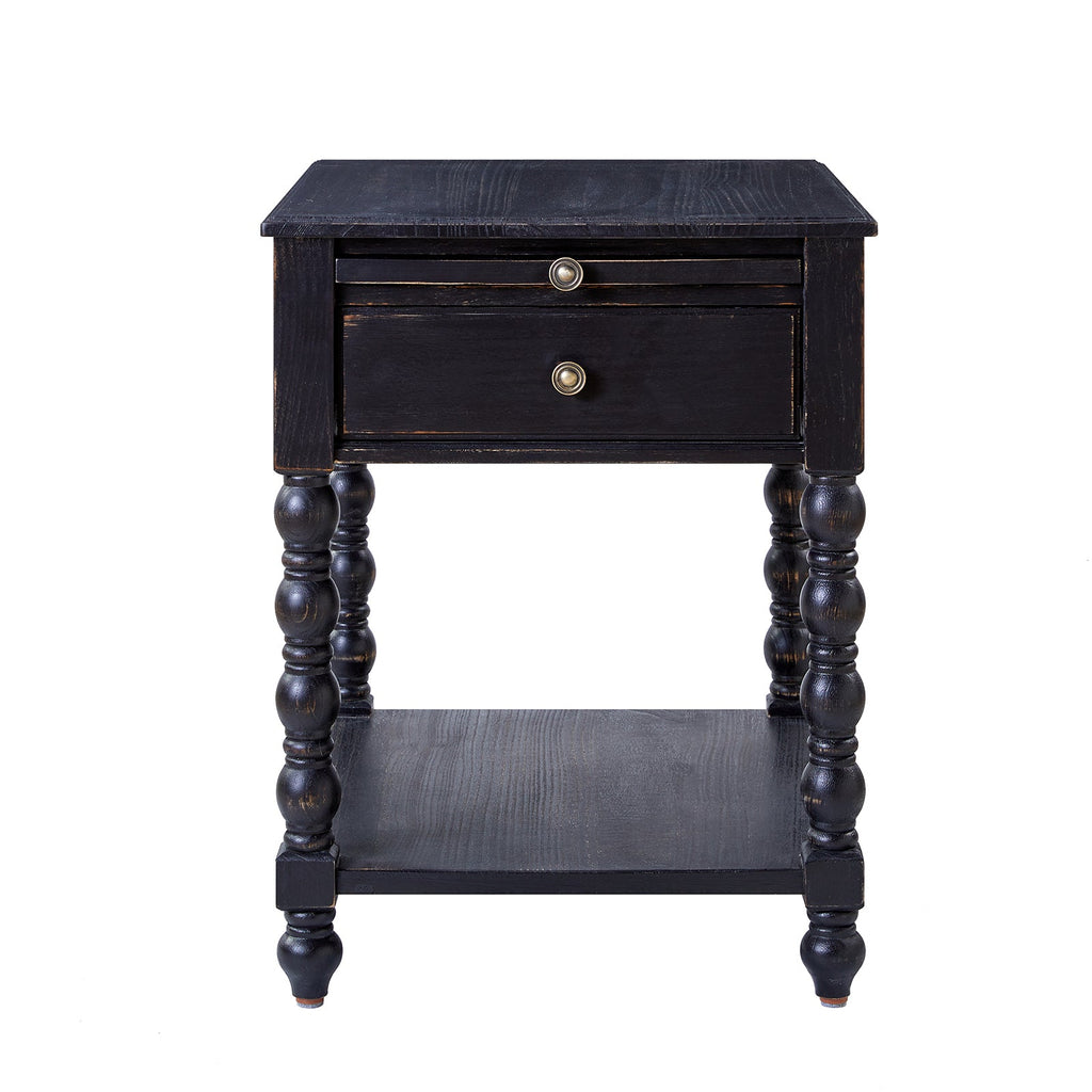 Ira 26 Tall Farmhouse Solid Wood End Table with Built-in Charging Outlets(Optional Types)