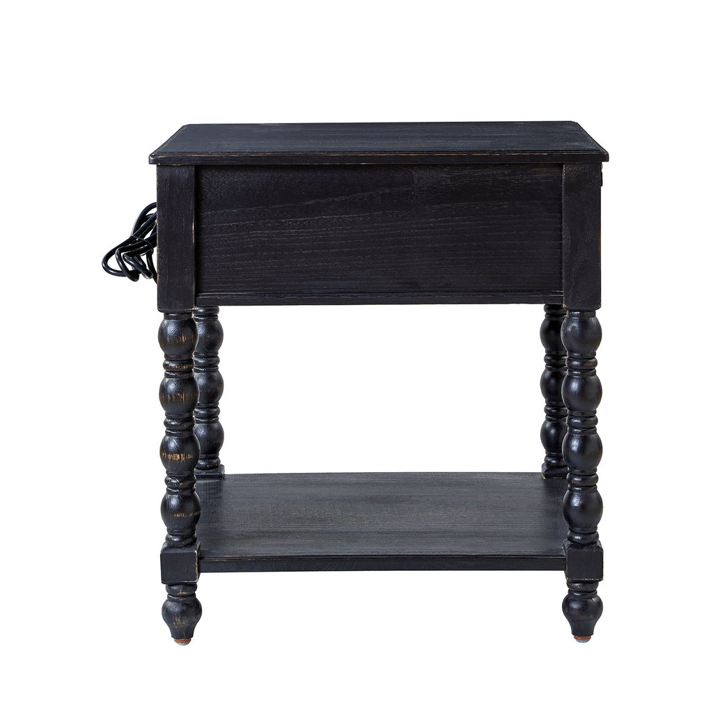 Ira 26 Tall Farmhouse Solid Wood End Table with Built-in Charging Outlets(Optional Types)
