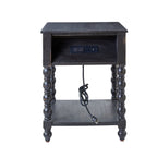 Ira 26 Tall Farmhouse Solid Wood End Table with Built-in Charging Outlets(Optional Types)
