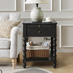 Ira 26 Tall Farmhouse Solid Wood End Table with Built-in Charging Outlets(Optional Types)