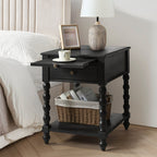 Ira 26 Tall Farmhouse Solid Wood End Table with Built-in Charging Outlets(Optional Types)