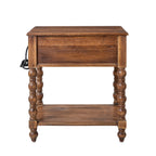 Ira 26 Tall Farmhouse Solid Wood End Table with Built-in Charging Outlets(Optional Types)