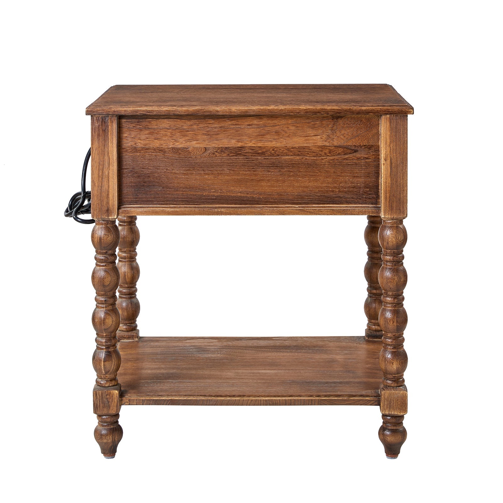 Ira 26 Tall Farmhouse Solid Wood End Table with Built-in Charging Outlets(Optional Types)