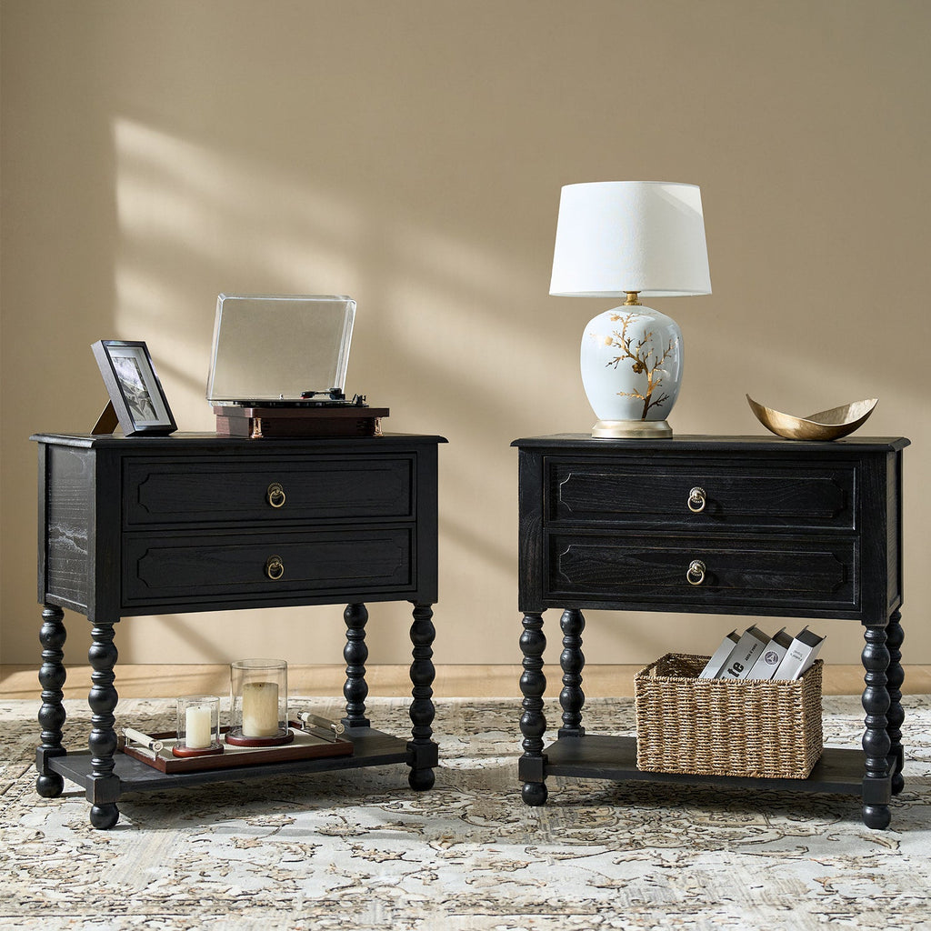 Multi-Functional Wooden Nightstand with USB & Open Shelf(Optional Types)