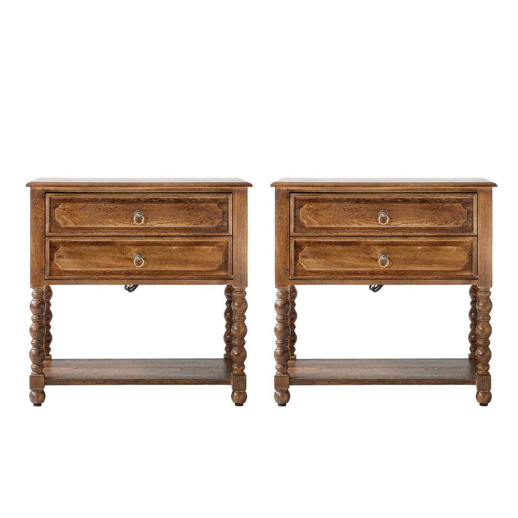 Multi-Functional Wooden Nightstand with USB & Open Shelf(Optional Types)