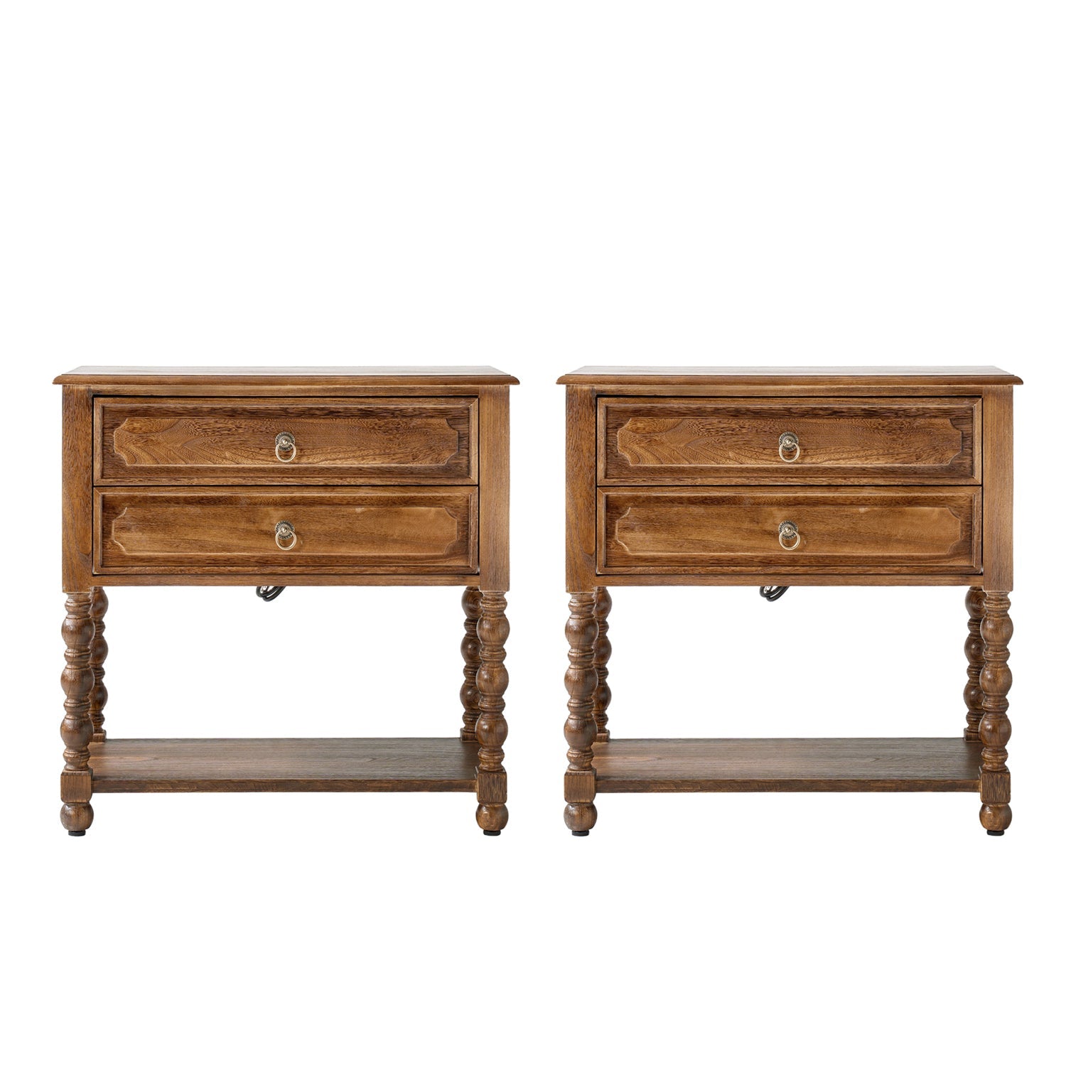 Multi-Functional Wooden Nightstand with USB & Open Shelf(Optional Types)