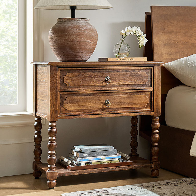 Multi-Functional Wooden Nightstand with USB & Open Shelf(Optional Types)