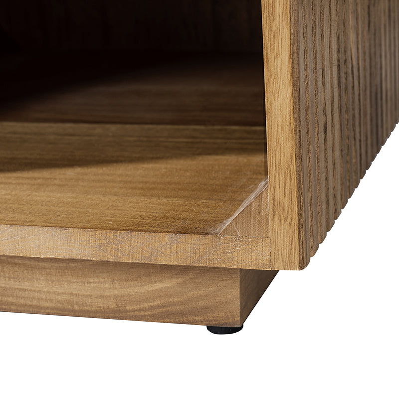 Reeded Modern End Table with Adjustable Shelf & USB Ports(Optional Types)