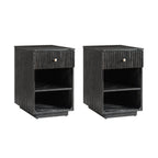 Reeded Modern End Table with Adjustable Shelf & USB Ports(Optional Types)