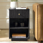 Reeded Modern End Table with Adjustable Shelf & USB Ports(Optional Types)