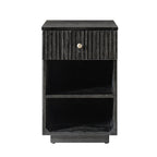 Reeded Modern End Table with Adjustable Shelf & USB Ports(Optional Types)