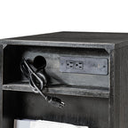 Reeded Modern End Table with Adjustable Shelf & USB Ports(Optional Types)