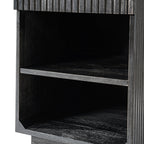 Reeded Modern End Table with Adjustable Shelf & USB Ports(Optional Types)