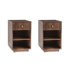 Reeded Modern End Table with Adjustable Shelf & USB Ports(Optional Types)